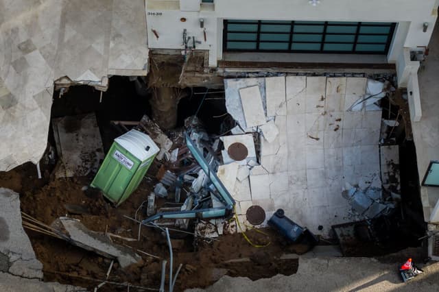 Driveway of coastal mansion owned by Nicolas Cage collapses