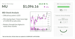 Micron, Stock Of The Day, Surges Past Early Buy Point With Earnings Ahead