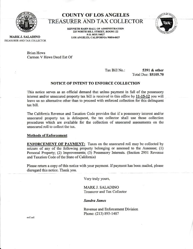 Los Cerritos Community News Publisher Receives Questionable Tax Letter From LA County