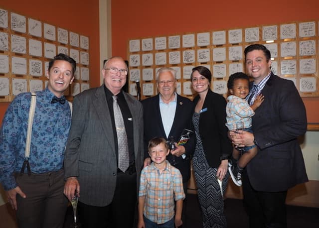 Daniel Dawson, Jim Dawson, Jude Dawson, Mayor George Ray, Gretchen Dawson, Isaac Dawson, and T.J. Dawson Photo (October 18, 2016)