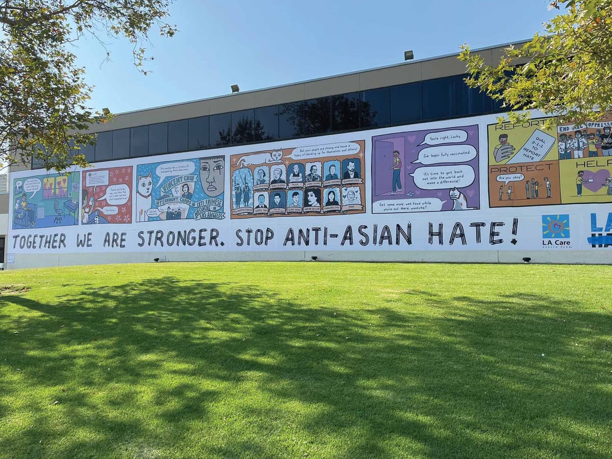 Anti-Asian hate mural unveiled months after Fil-Am man attacked at Cerritos park — Southern California
