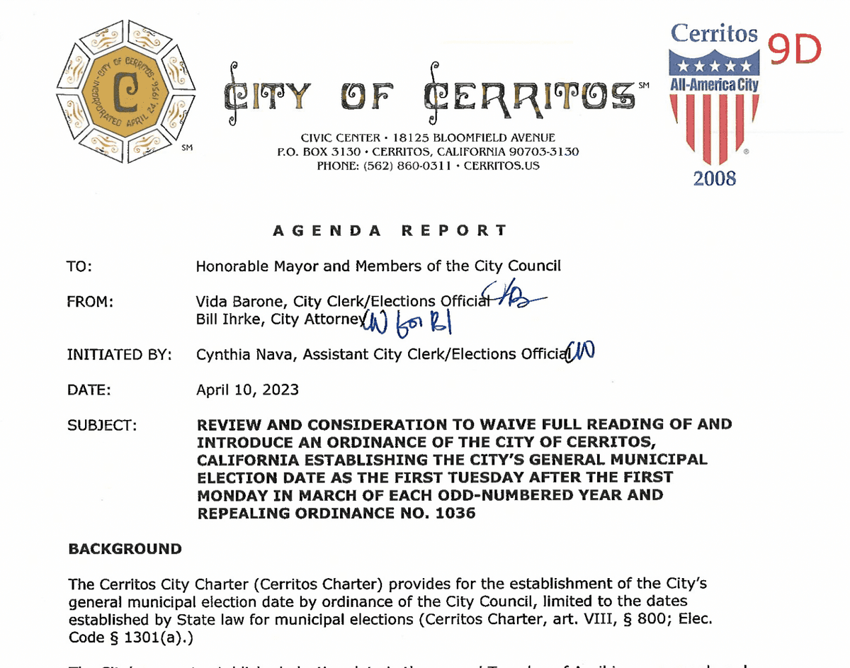 Conflicts of Interest are Rife as Cerritos City Council Attempts to Change Its Election Date