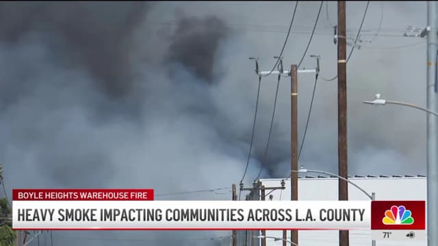 Smoke from Boyle Heights warehouse fire impacting communities across LA County