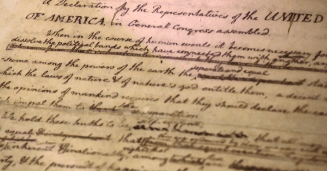 New Library of Congress exhibit features rare draft of Declaration of Independence: "You can see them changing words throughout"