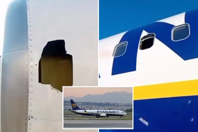 New footage shows damaged engine Ryanair flight passenger was nearly sucked out