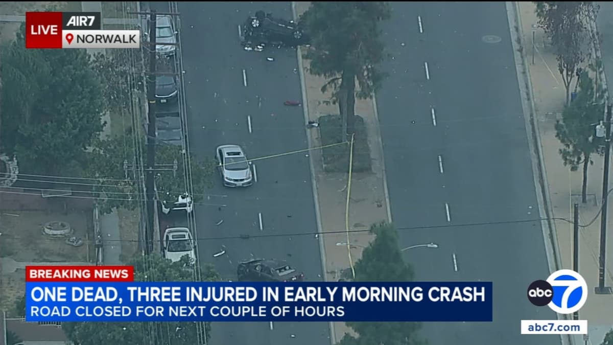 1 killed, 3 injured in street racing crash involving several cars in Norwalk