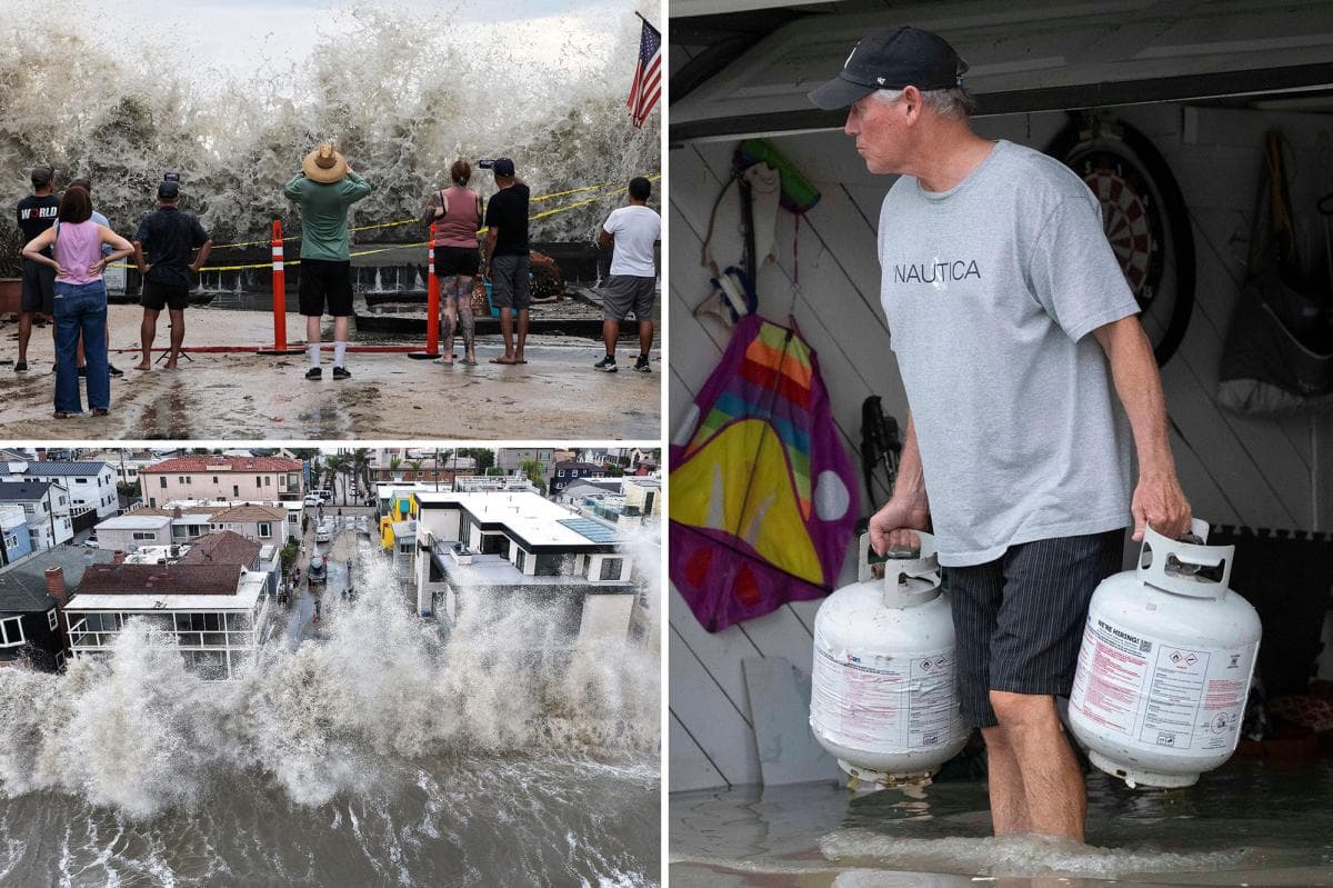 California homeowners evacuate as monster waves batter Long Beach homes