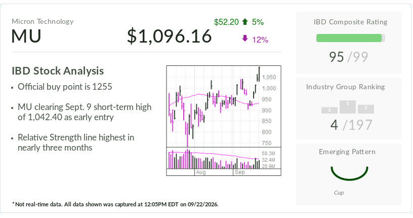Micron, Stock Of The Day, Surges Past Early Buy Point With Earnings Ahead