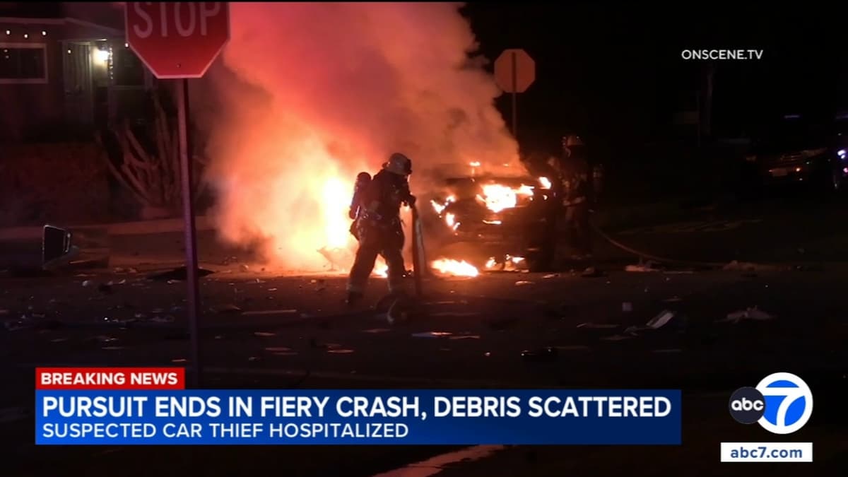 Chase ends in fiery crash, sending debris across road and into Lakewood home
