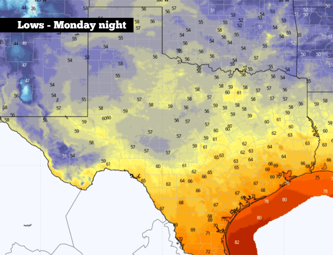 Texas temps to drop into 50s and 60s